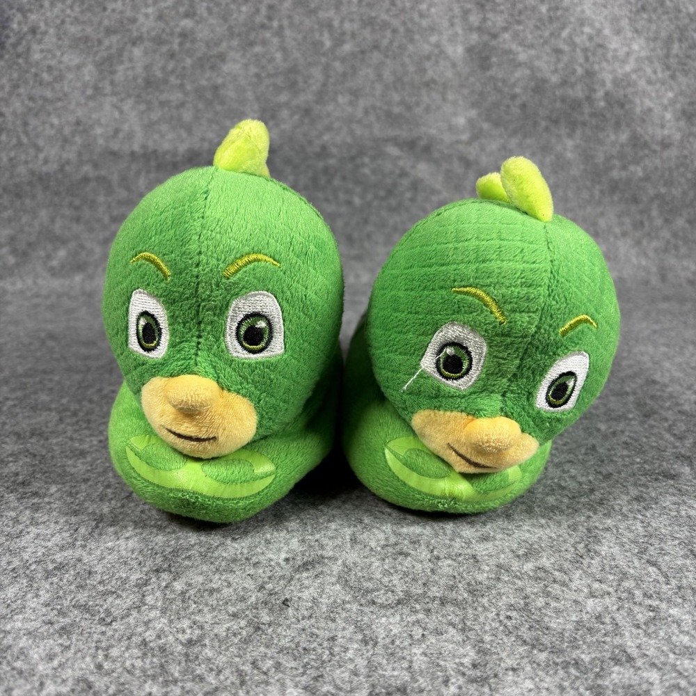 PJ Masks Gekko Plush Slippers Toddler Size M 7-8 Green Character House Shoes